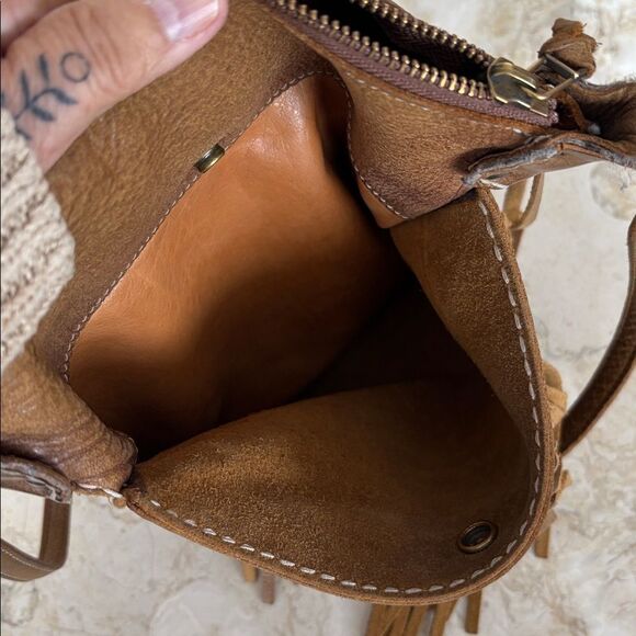 Roots The Hippie Tribe Leather Boho Tassel Braided Strap Vintage Crossbody Bag - Picture 14 of 15